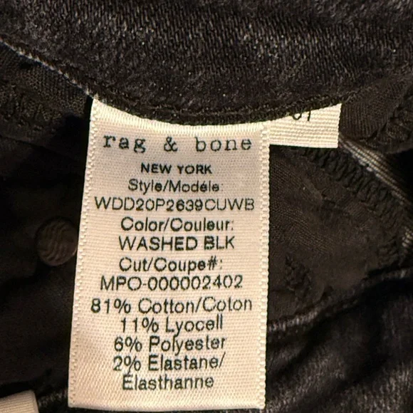 rag & bone Nina High Rise Skinny Jeans Black Distressed Tag 31 Fits 30x26 USA - Picture 15 of 16
